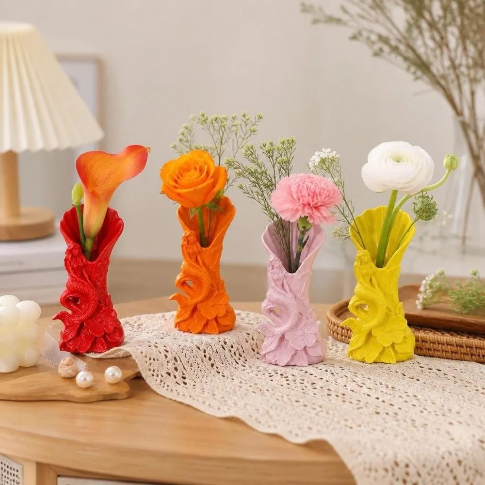 3D Printing Mermaid Shell Vase Elegant Creative Floral Display Container Solid Color Modern Mermaid Sculpture Desktop Decoration
