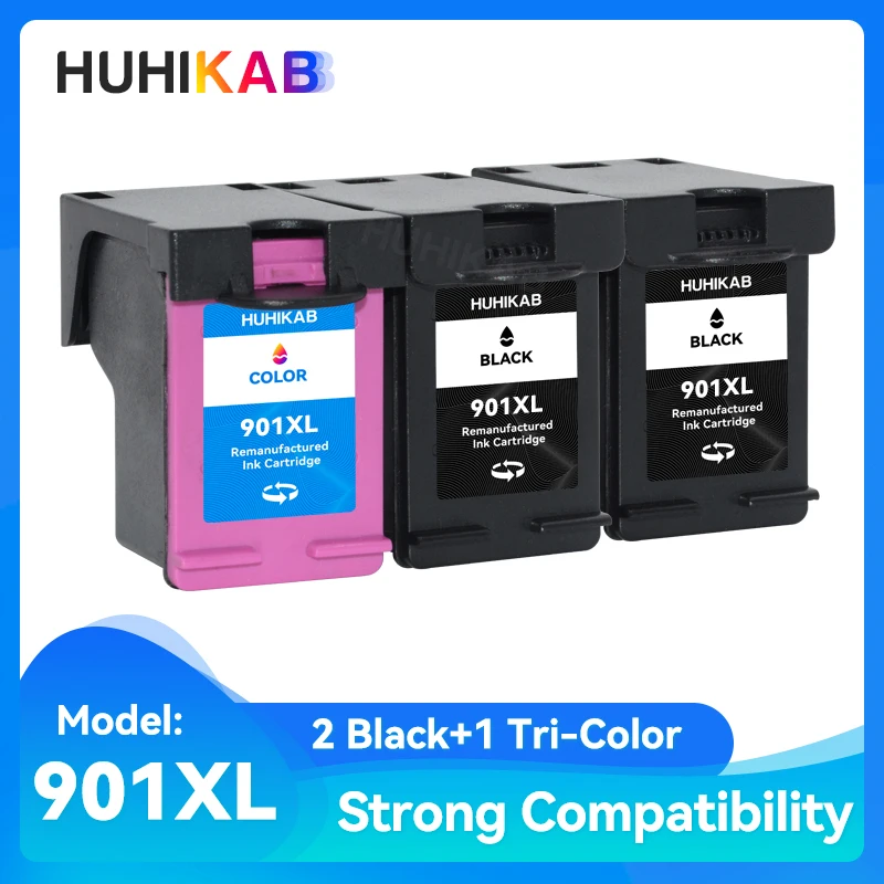 HUHIKAB Remanufactured Ink Cartridge For HP 901 901XL Use for 4500 J4500 J4524 J4540 J4550 J4580 J4624 J4640 J4660 J4680 Printer