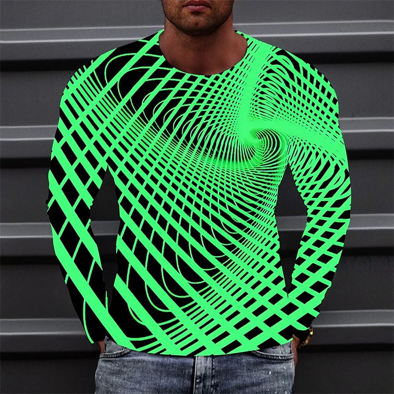 Funny Optical Illusions Graphic T Shirt Fashion Casual 3D Printed Long Sleeve T-shirt Catch Eyes Streetwear Personalization Tees