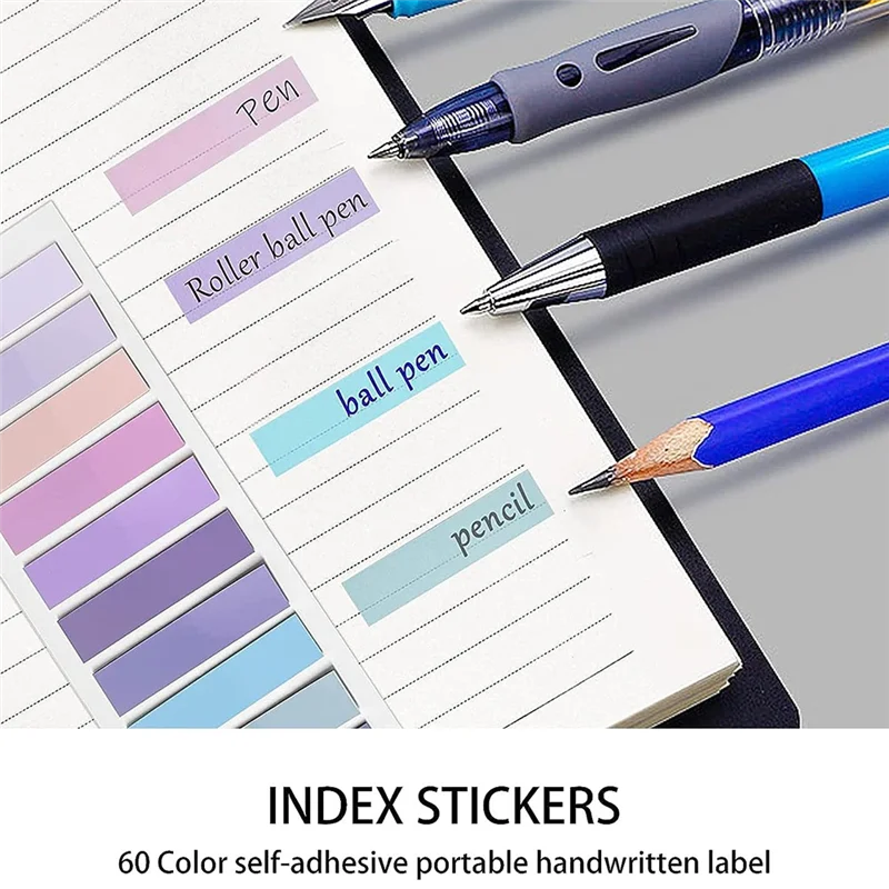 QWE-2400 Stück Haftnotizregisterkarten, 120 Farben beschreibbare Haftnotizregisterkarten für Ordner, Anmerkungsregisterkarten, Seitenmarkierungen, Klassifizierungsdateien