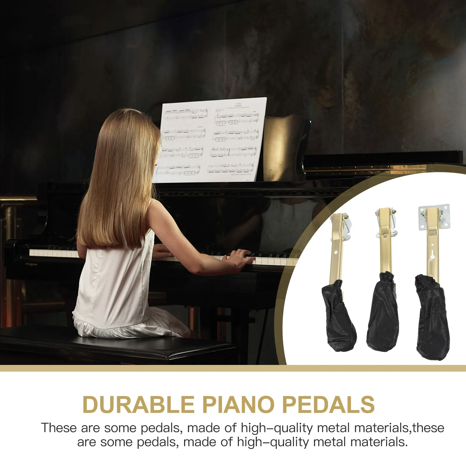 

Golden Upright Piano Pedals High-Brightness Durable Metal Piano Accessories Sturdy Pedals For Replacement Household Musical