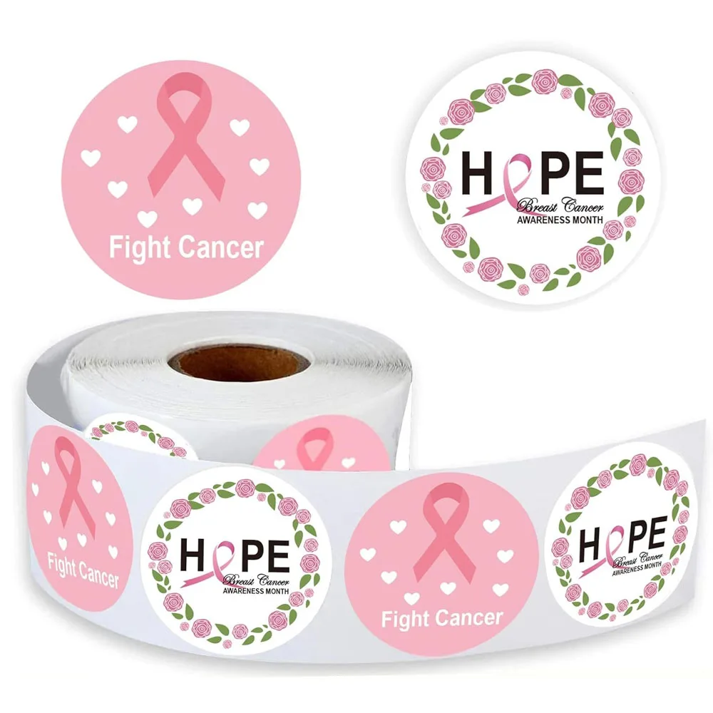 

Breast Cancer Awareness Stickers 1.5 inch Pink Breast Cancer Awareness for Fundraising Party Favors Supplies 500 Pcs