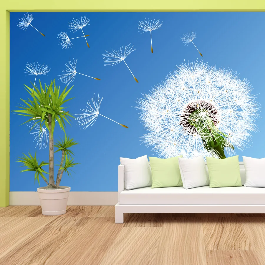 

Современные фотообои на самоклеящейся основе для декора стен, украшение для гостиной, цветочный мотив с одуванчиками, настенное панно для ремонта стен