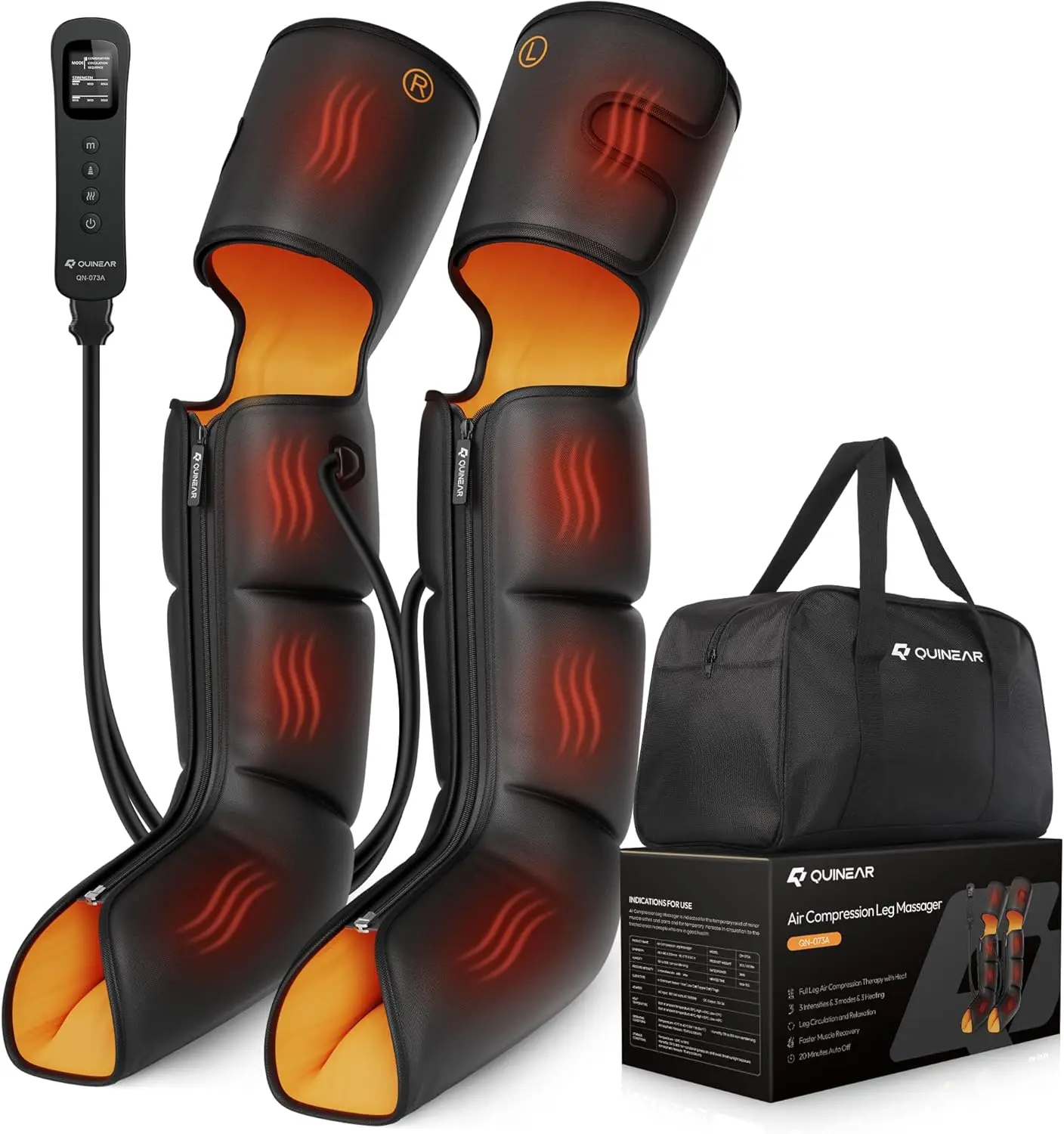 3-in-1 Leg Massager with Heat and Compression Therapy for Pain Relief, FSA-HSA Eligible