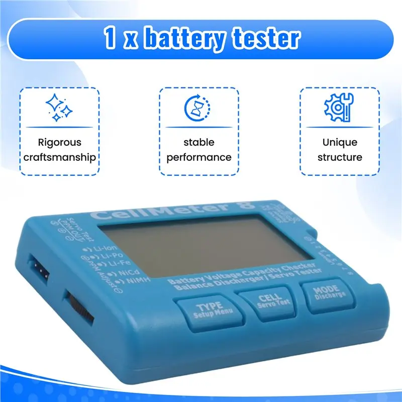 PERFECT MODERN 1 PCS 8 Digital Battery Capacity Checker Controller Tester Voltage Tester For Li- Nimh Nicd Cell Meter Blue