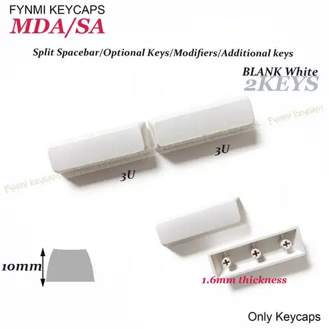 Fynmi PBT MDA/SA/Cherry 3U/2U/1.25/2.25/2.75U Split Spacebar Keys Blank White Optional Keys for MX Mechanical Switch