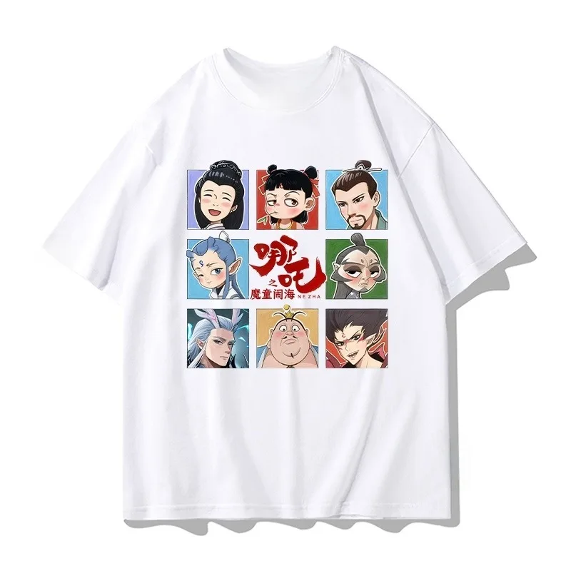 

Nezha 2 Magic Pill Spirit Pearl Character 3D Printed Quick Drying Top Short Sleeve, Home Travel Parent Child Clothing