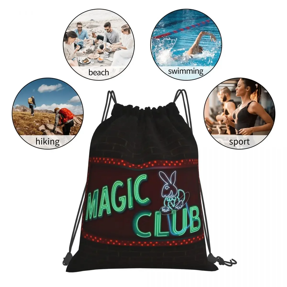 Mochilas Magic Club, bolsas con cordón portátiles a la moda, paquete con cordón, bolsa deportiva de bolsillo, bolsas para libros para hombre, mujer, estudiantes