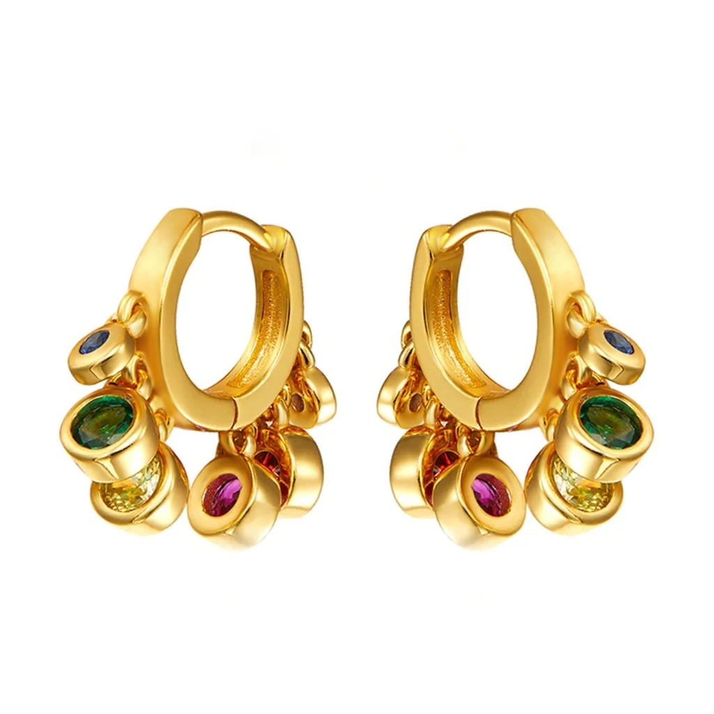 925 Sterling Silver Ear Needle Color Symmetrical 6 Round all-covered Zircon Pendants Earrings Luxurious Fashion Women's Jewelry