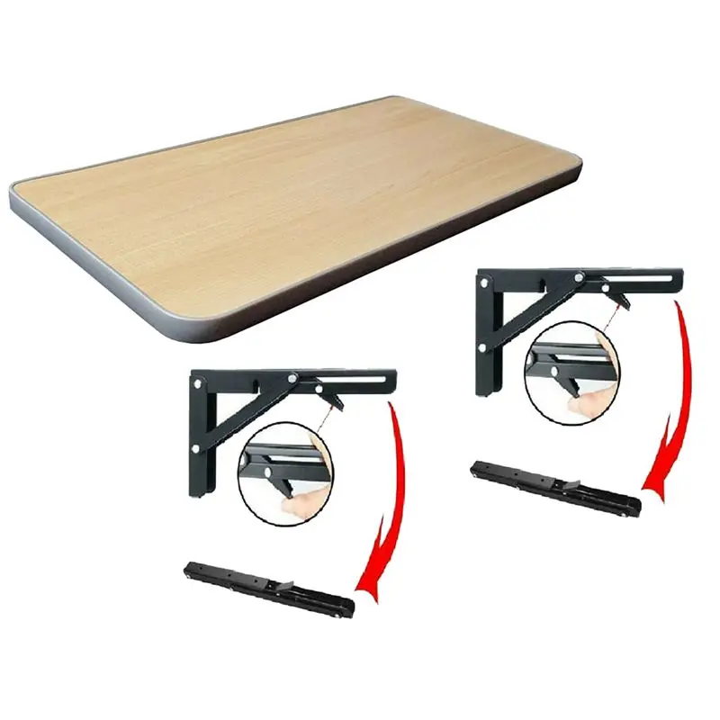 2Piece Campervan Folding Bracket Table Shelf Motorhome Caravan Mini Folding Bracket Black Finish Stainless Steel-A54R