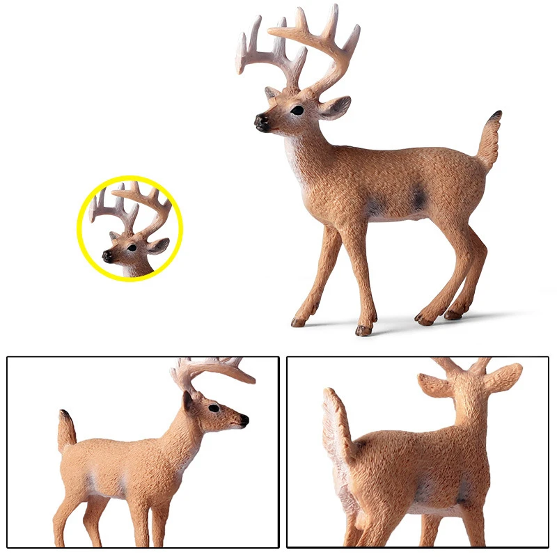 6 sztuk sztuczny biały ogon jeleń rodzina zwierzęta figurki Woodland stworzenia figurki miniaturowe łoś zabawki ciasto wykaszarki Home Decor