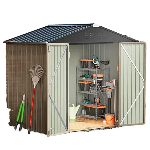 Outdoor garden Storage building Easy to assemble wood metal shed Strong galvanized steel apex roof