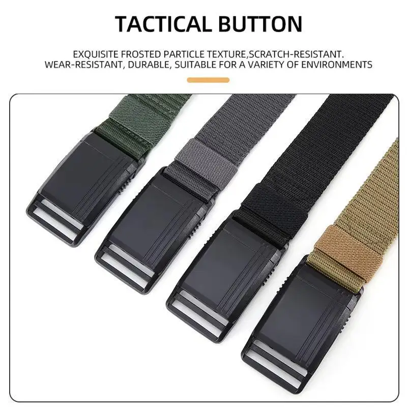 Gürtel mit Schnellverschluss, Outdoor-Gürtel, weiches, echtes Nylon, Sportzubehör, für Männer und Frauen, schwarzer Gürtel – Detail 4