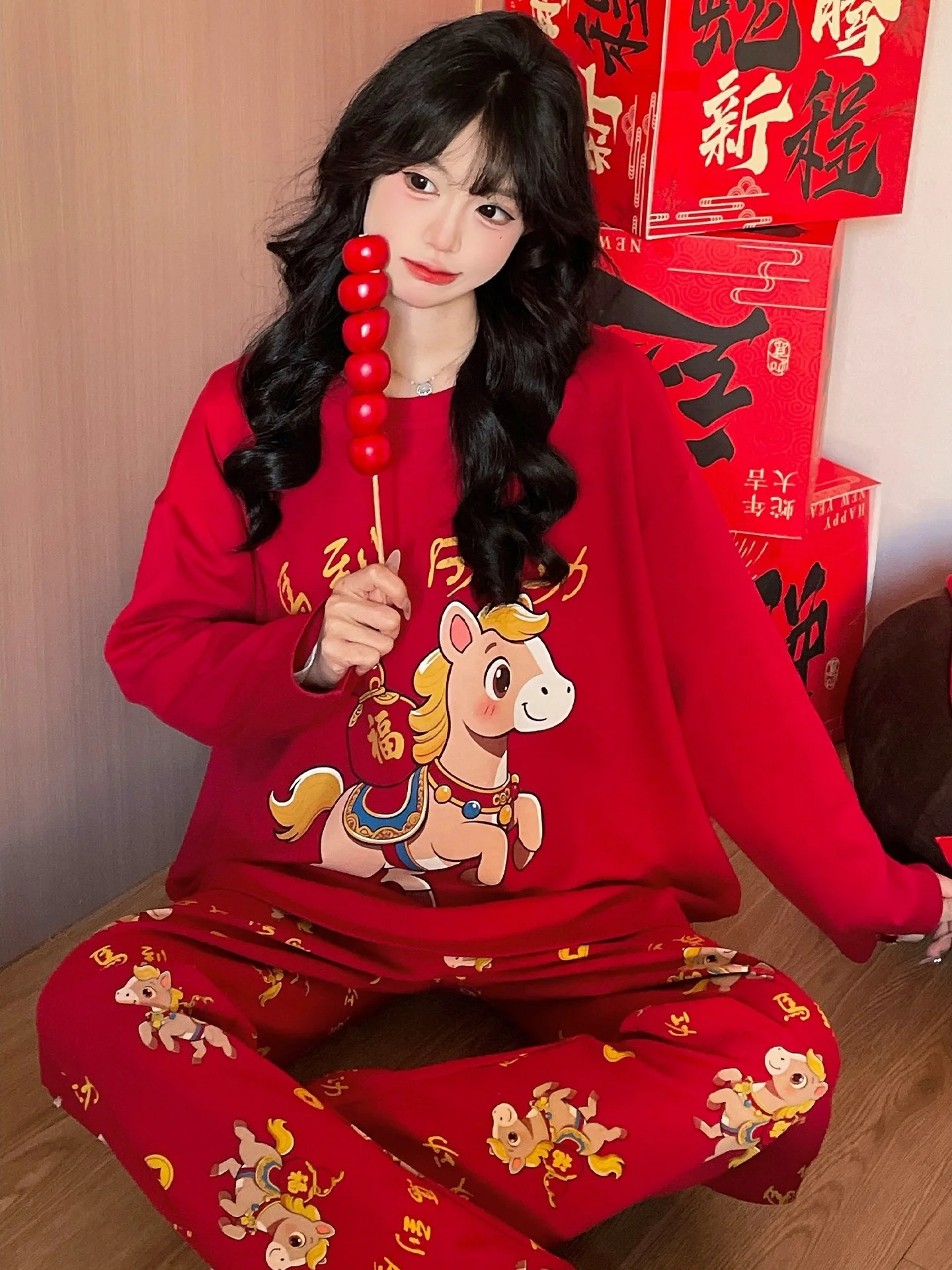 anseola-2026-ropa-infantil-roja-de-ano-nuevo-conjunto-de-manga-larga-de-algodon-puro-para-ninas-de-4-anos-comodo-para-primavera-y-otono