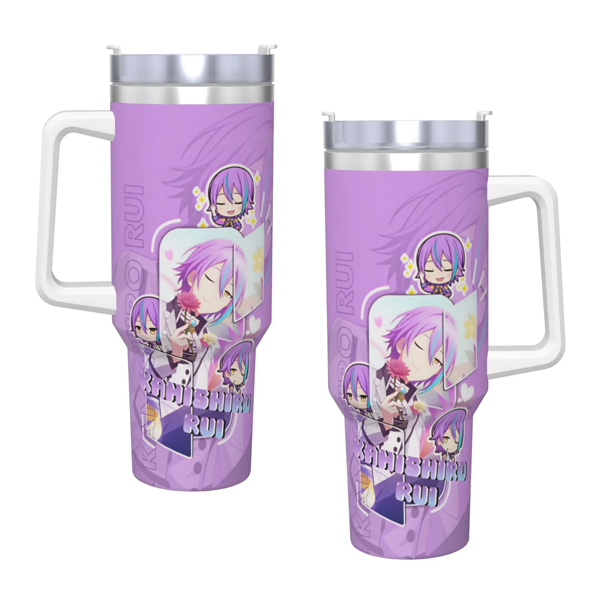 Stainless Steel Tumbler Project Sekai Rui Kamishiro Anime Game Mugs Cup With Straws Water Bottle Leakproof 40oz Thermal Cups