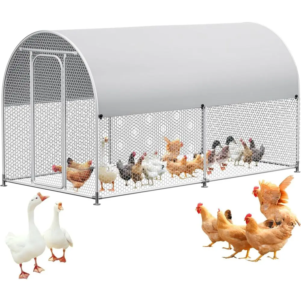 

Большой металлический курятник-вольер с водонепроницаемым УФ-защитным покрытием, с закругленной крышей, для перепелов, уток, гусей и кроликов