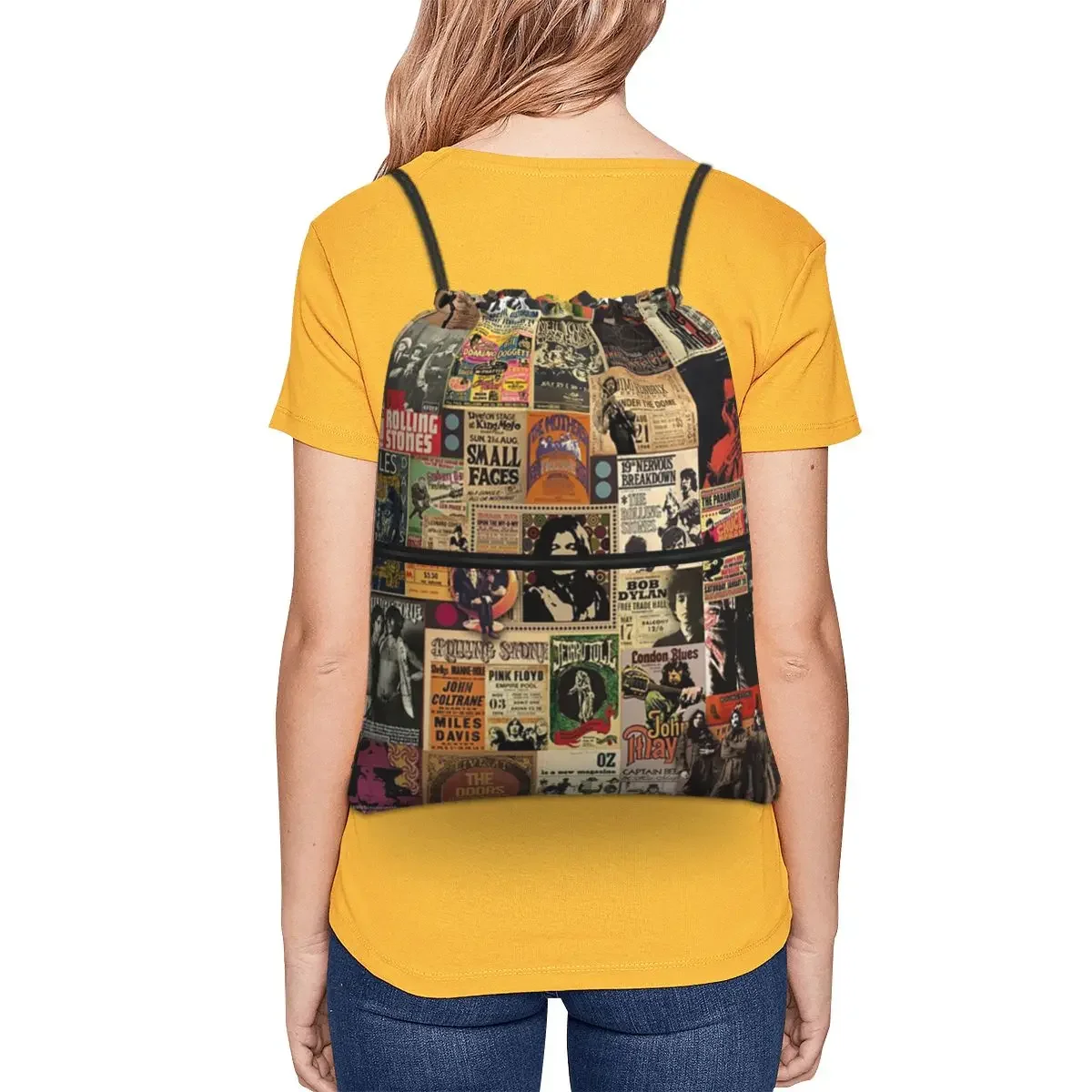 Rock N' Roll Stories Portable Backpacks Drawstring Bag Fashion Drawstring Bundle Pocket Storage Bags For School Students