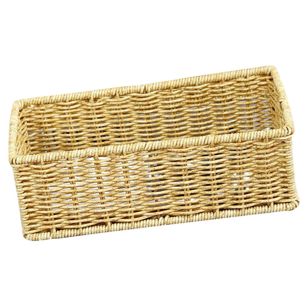

Прочная плетеная корзина из искусственного ротанга для хранения столовых приборов, фруктов, закусок, салфеток, для дома и офиса, для организации быта