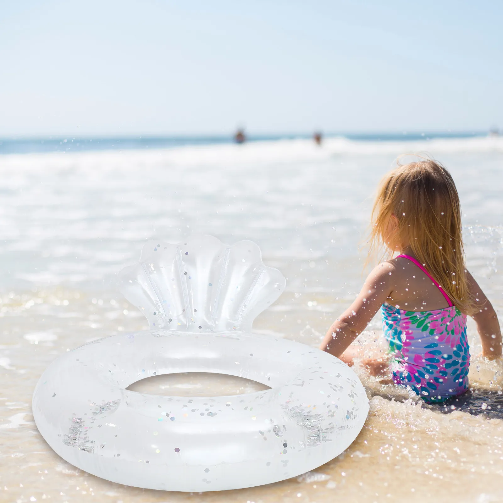 

Transparent Shell Swimming Ring Inflatable Swim Ring for Ages 1-4 Smooth PVC Material Pool Beach Summer Float