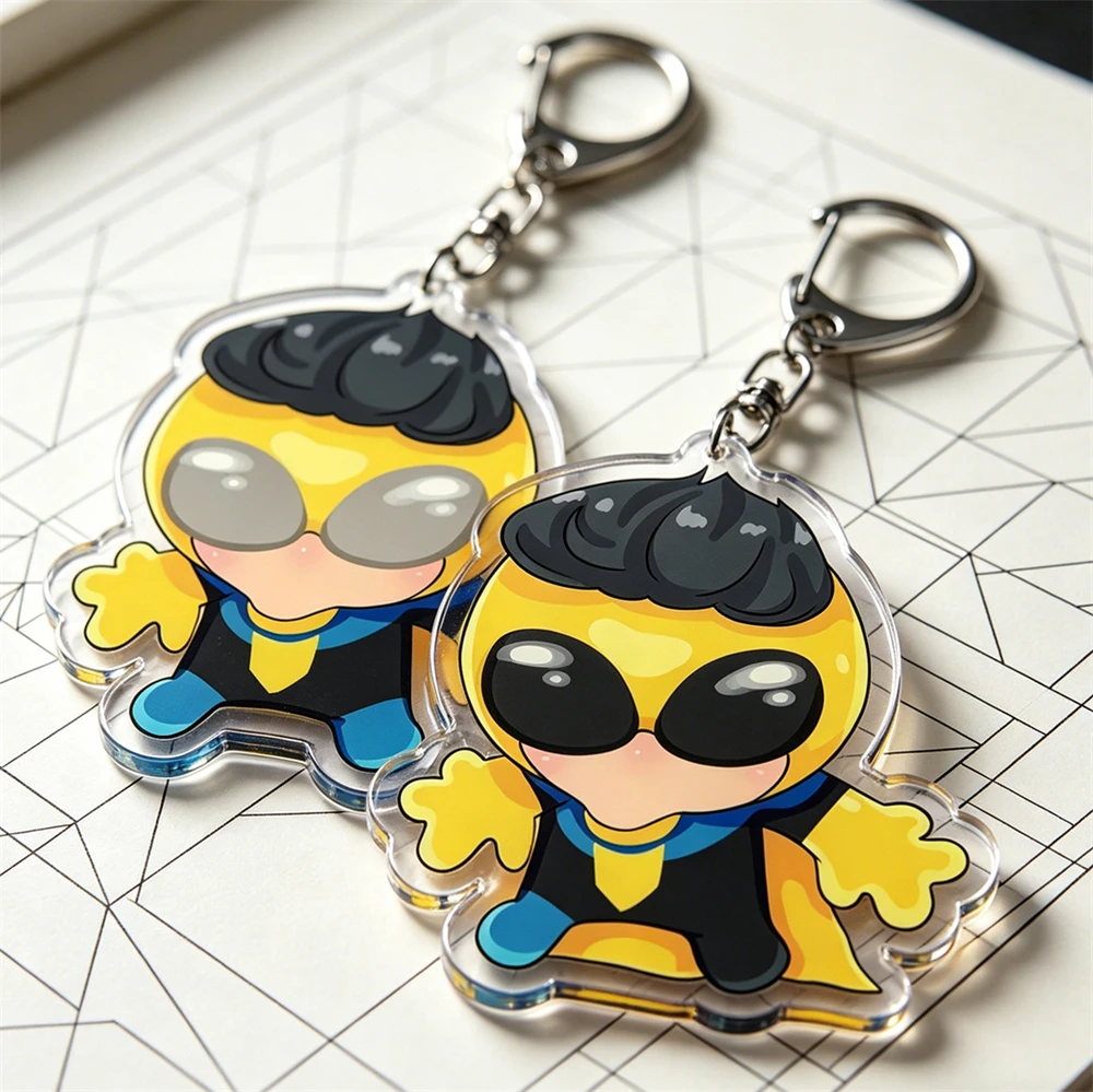Cute Superhero Invincible Chibi Keychain for Accessories Viltrumite Omniman Conquest Comic Keyring Jewelry Friends Fans Gifts