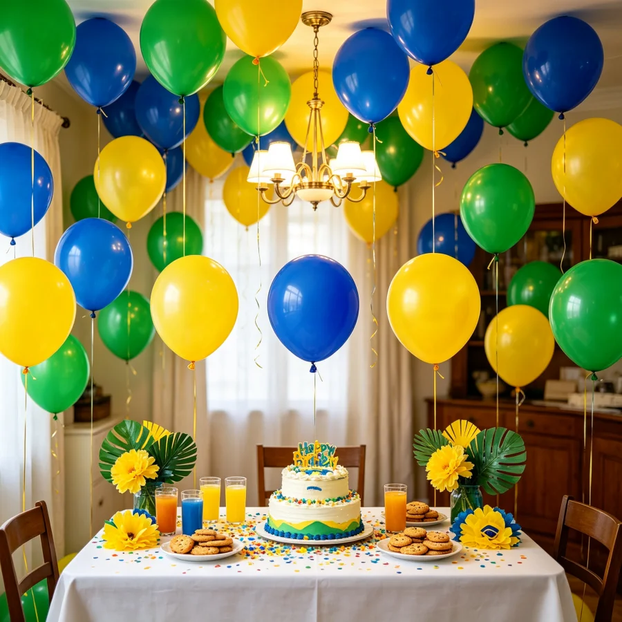 10 Inch Green Blue Yellow Latex Balloons Set, Brazil Themed Party Balloon Decor, National Color Balloons for Birthday Independen