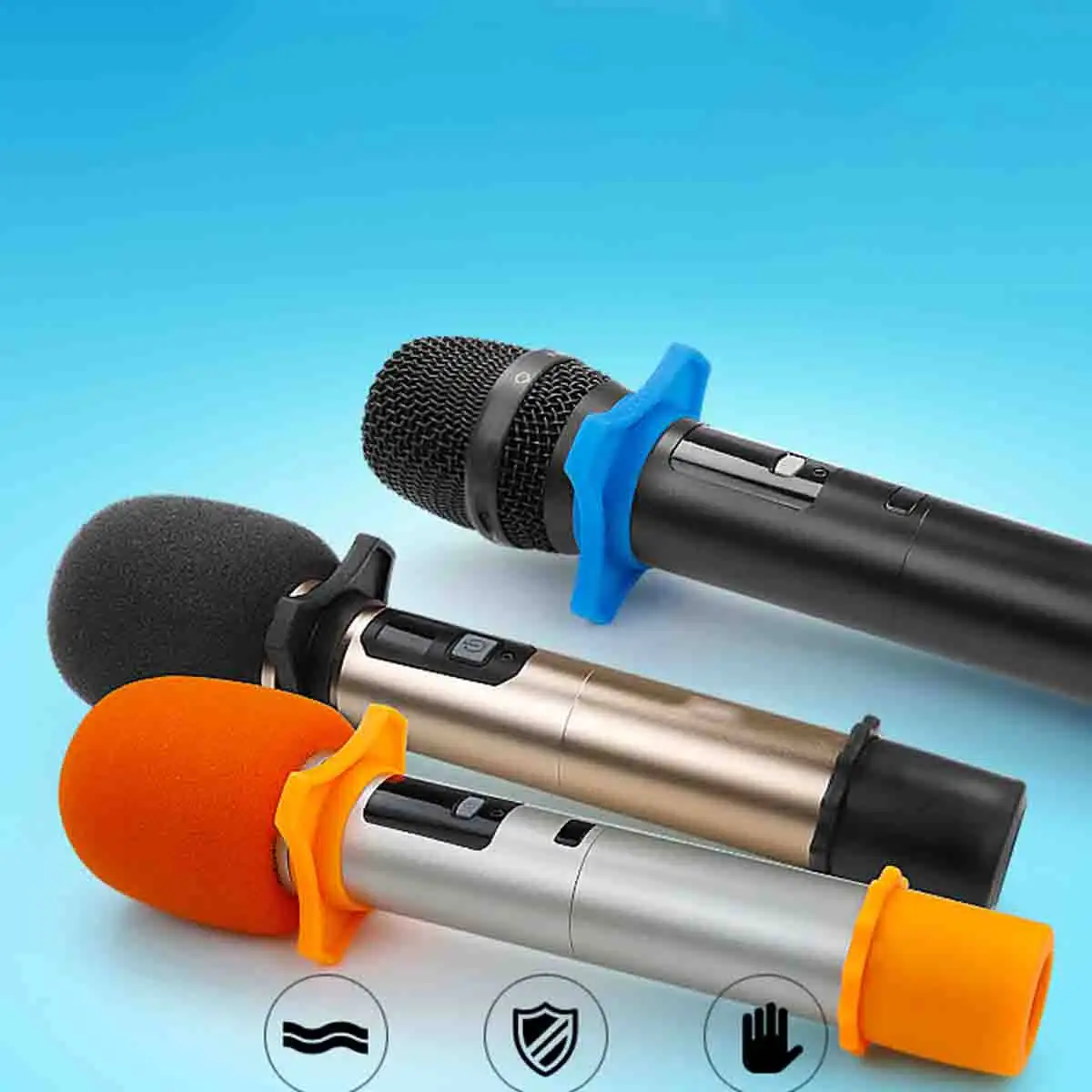 5Pcs Silicone Anti-Slip Microphone Rings Hexagonal Shock Absorbing Mic Holder for Handheld Mics Ktv Stage Conference Dance Ball