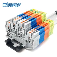 10 Uds PTTB 2,5 bloque de terminales de carril Din de doble nivel Push-in 2 capas 2,5 mm2 enchufe conector de cable eléctrico PTTB2.5