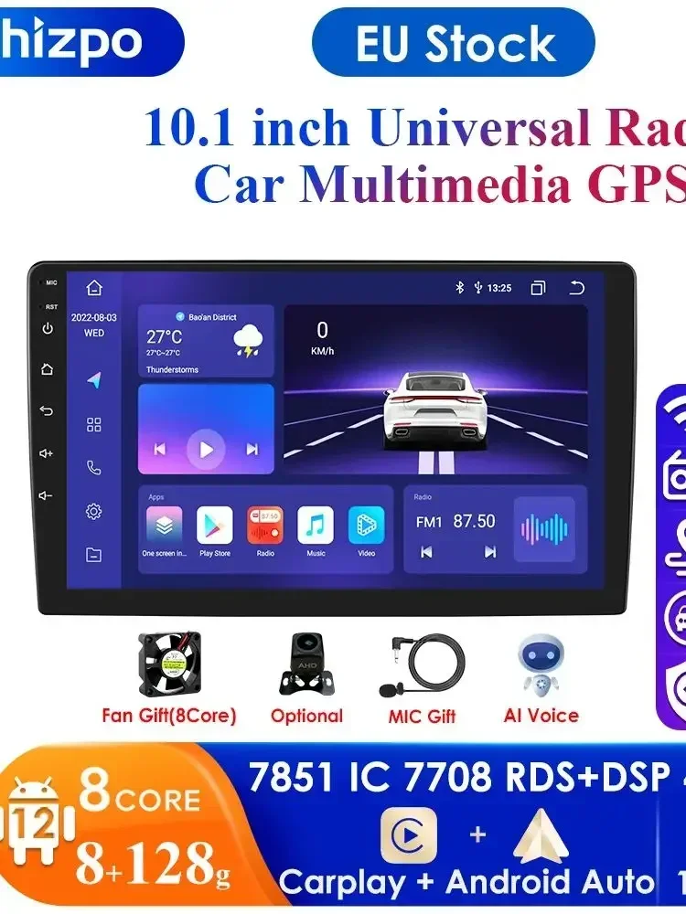Hizpo 9 "polegadas android 13 duplo 2 din rádio do carro reprodutor multimídia estéreo gps navi wifi