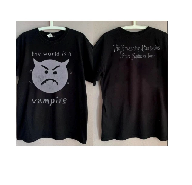 1996 Smashing Pumpkins Band Tour Retro T-shirt, Double Sided Printed T-shirt Fan Commemorative Gift Daily Dressing