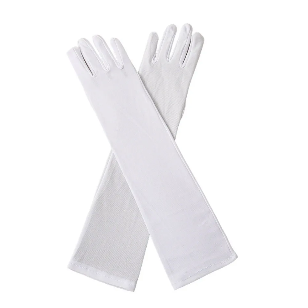 Elegant White Satin Short Bridal Gloves Women Wedding Prom Pageant Evening Party Costume Accessories