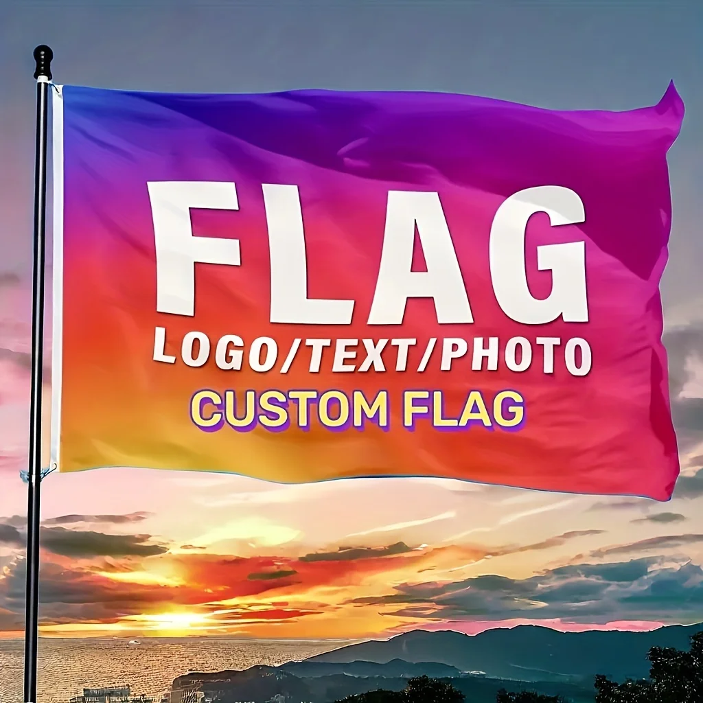 Custom Polyester Flag Personalized Logo Text Pattern, Custom Size Banner Free Design for Party Decoration Sports Events