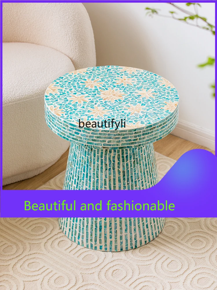 Light luxury design small round coffee table modern living room small apartment movable shell side table coffee table