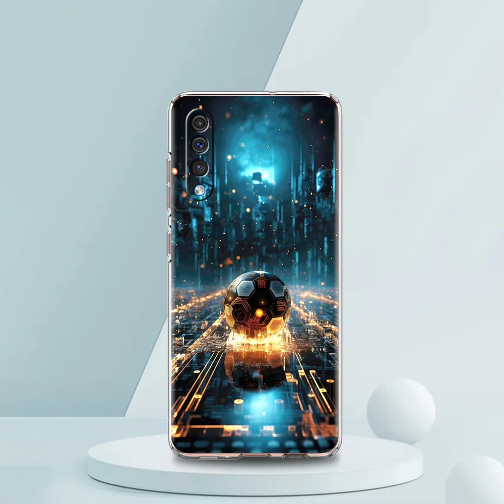 Transparent Phone Case for Samsung Galaxy A16 A14 A12 A22 A24 A42 A06 A20 A30 A40 Soft TPU Cover Football Footy Soccer Pattern