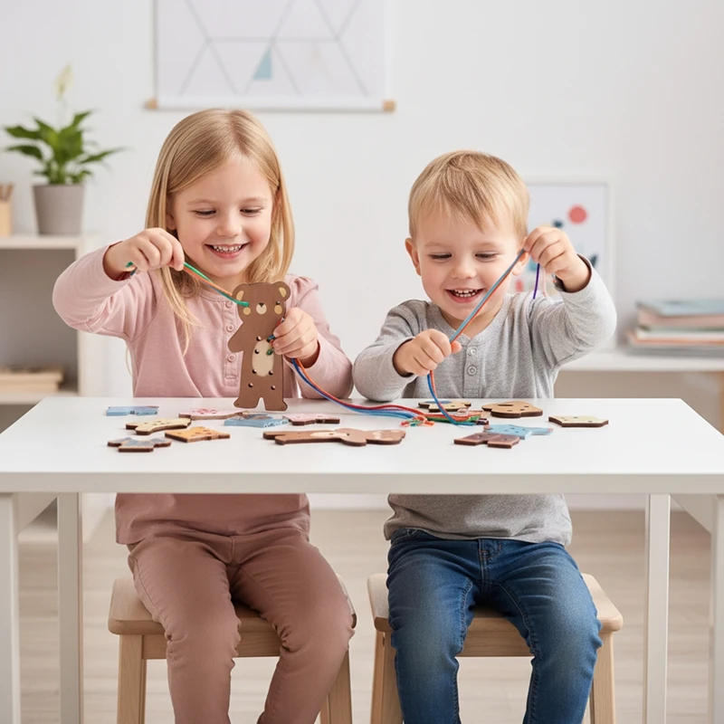 Montessori Baby Boy And Girl The Little Bear Threading Toy Is An Educational And Educational Toy With A Round Little Bear imag