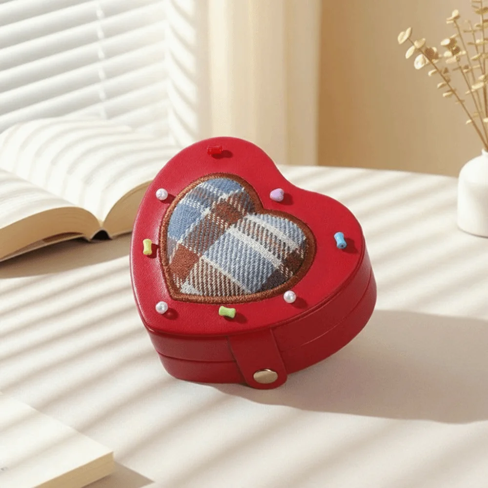 Multi-slots Heart Jewelry Organizer Anti-splash Water Dopamine Jewelry Storage Case Solid Color Anti-lost