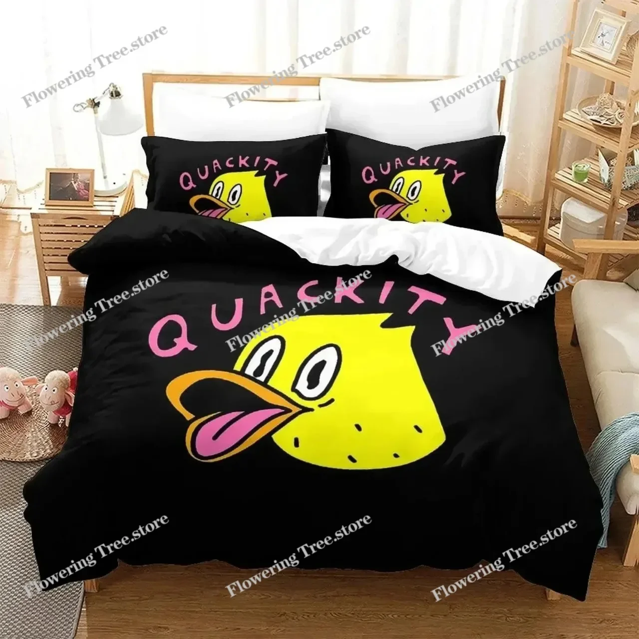 

3D Cartoon Quackity Duck Bedding Set Duvet Cover Bed Set Quilt Cover Pillowcase Comforter King Queen Size Boys Adult Bedding Set