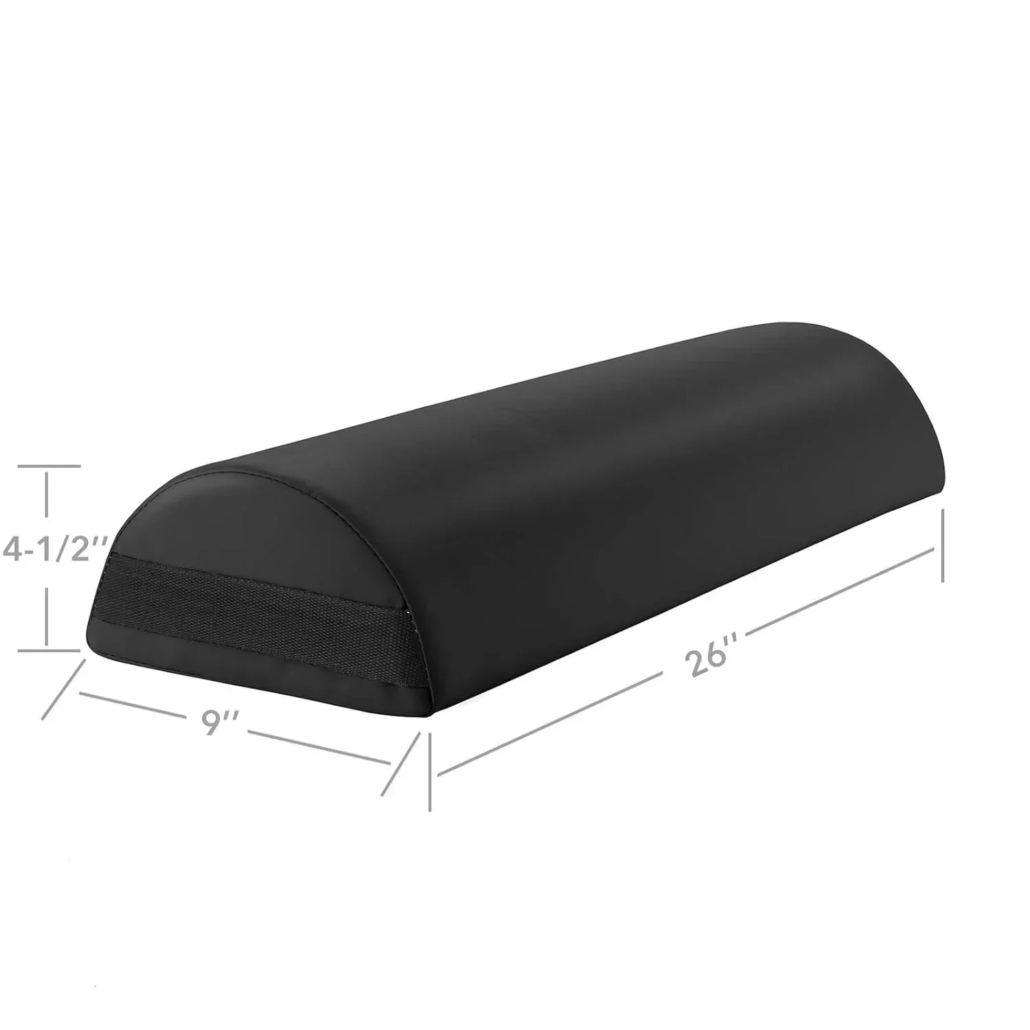 Almofada de reforço de mesa de massagem meia redonda jumbo - 26 x 9 x 4,5 polegadas - preto