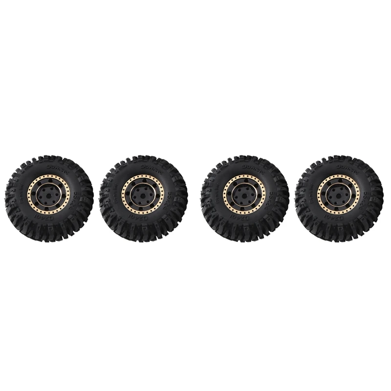 

4Pcs 55X22mm 1.0 Brass Wheel Rim Rubber Tire For 1/18 1/24 RC Crawler Car Axial SCX24 AX24 TRX4M FMS FCX24 Upgrade Parts