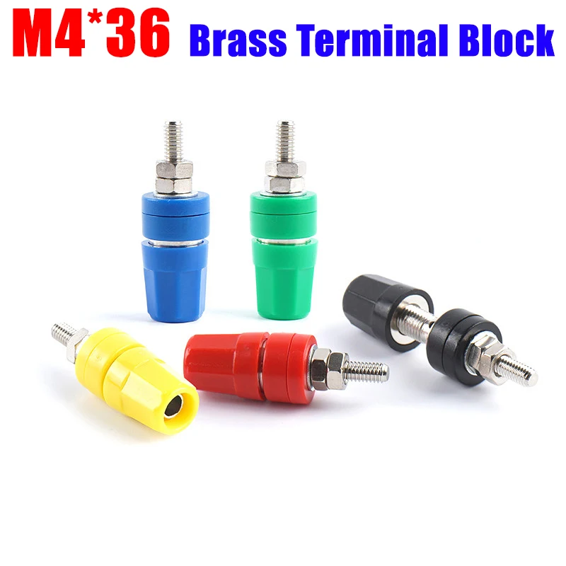 M4*36 30A High Current Grounding Pure  Terminal Block Copper Female Connector 4mm Banana Plug Connector Plug Terminal Block