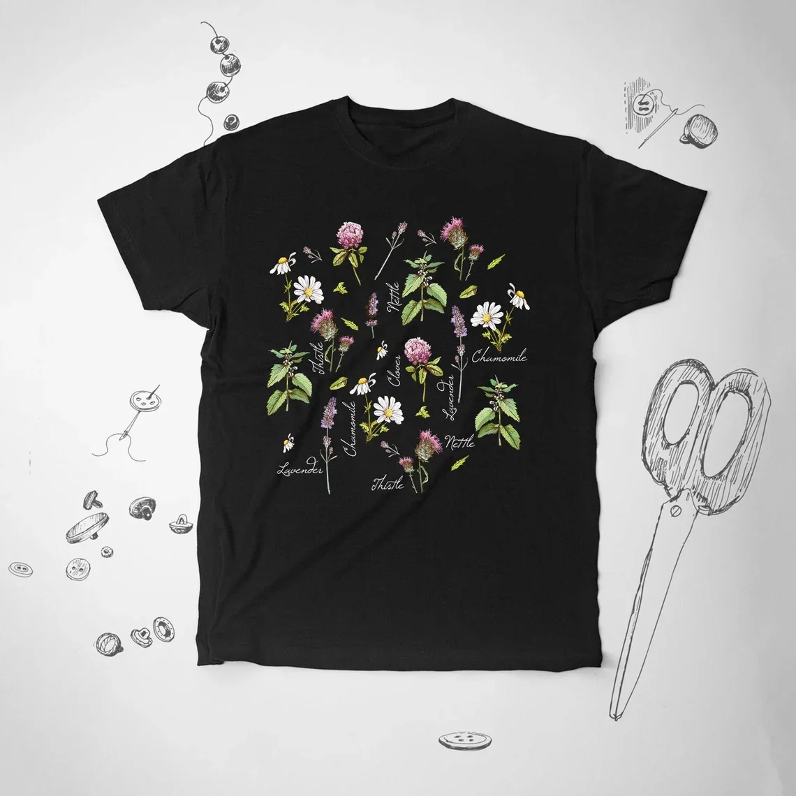 Medical Herbs Shirt Tshirt T Shirt Aesthetic Graphic Design Flowers Plants Botanical Floral Unisex Shirt for Women Gift Idea