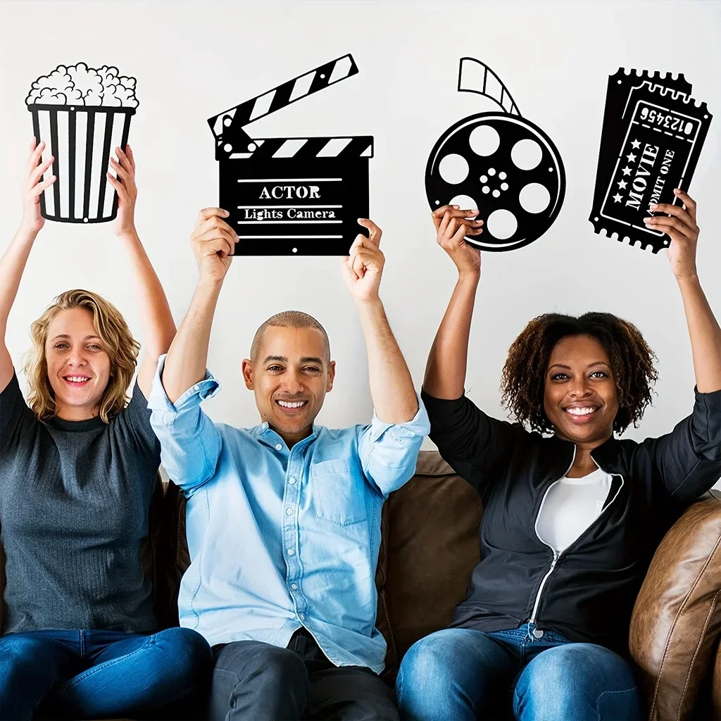 Movie Theater Decor, Movie Theater Room Decor, Cinema Wall Art Metal Movie Reel Wall Sign, Cinema Movie Film Artwork