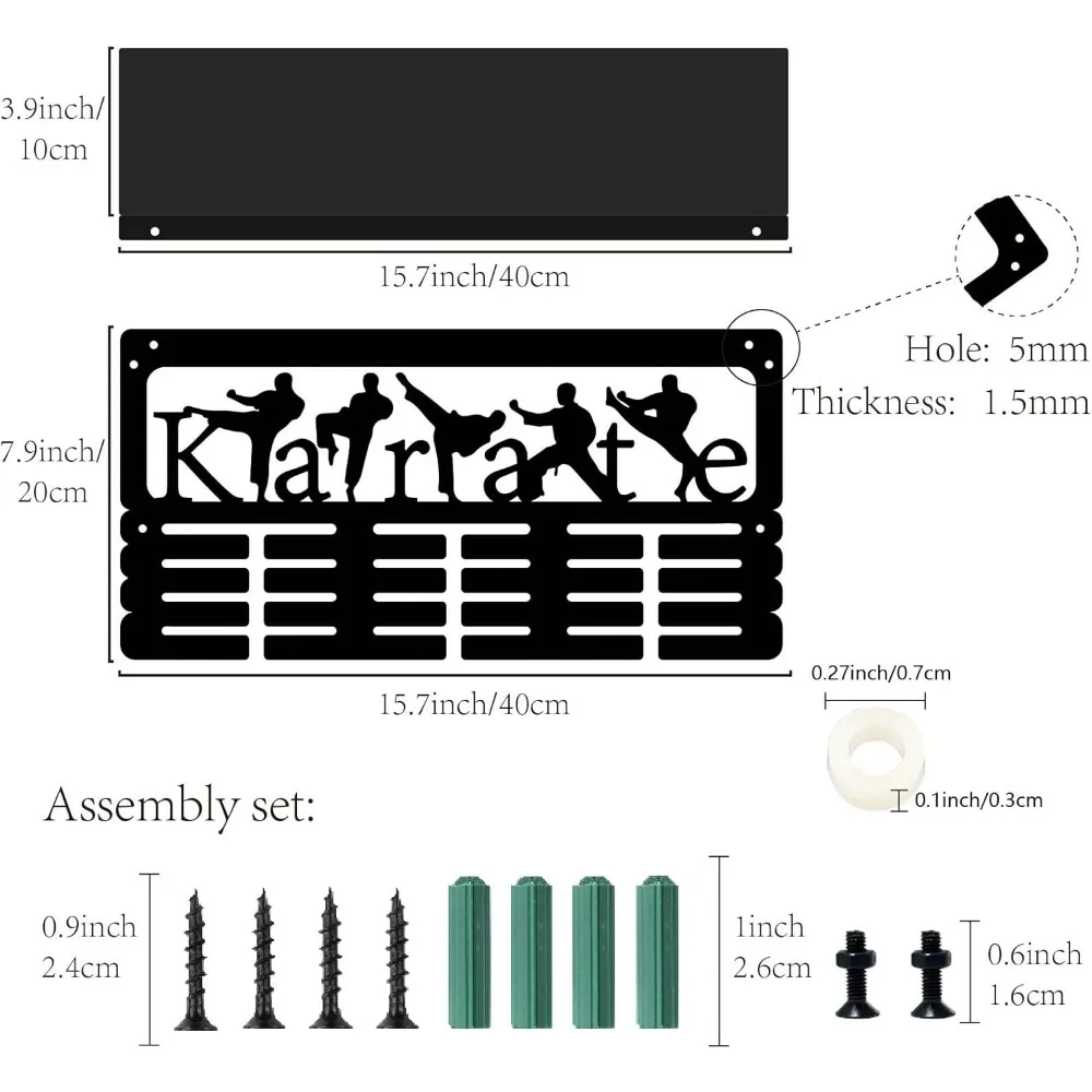 Karate Medal Hanger Display Medal Holder with Shelf Trophy Rack Sports Iron Frame Wall Mount Metal Medal Hooks Organizer