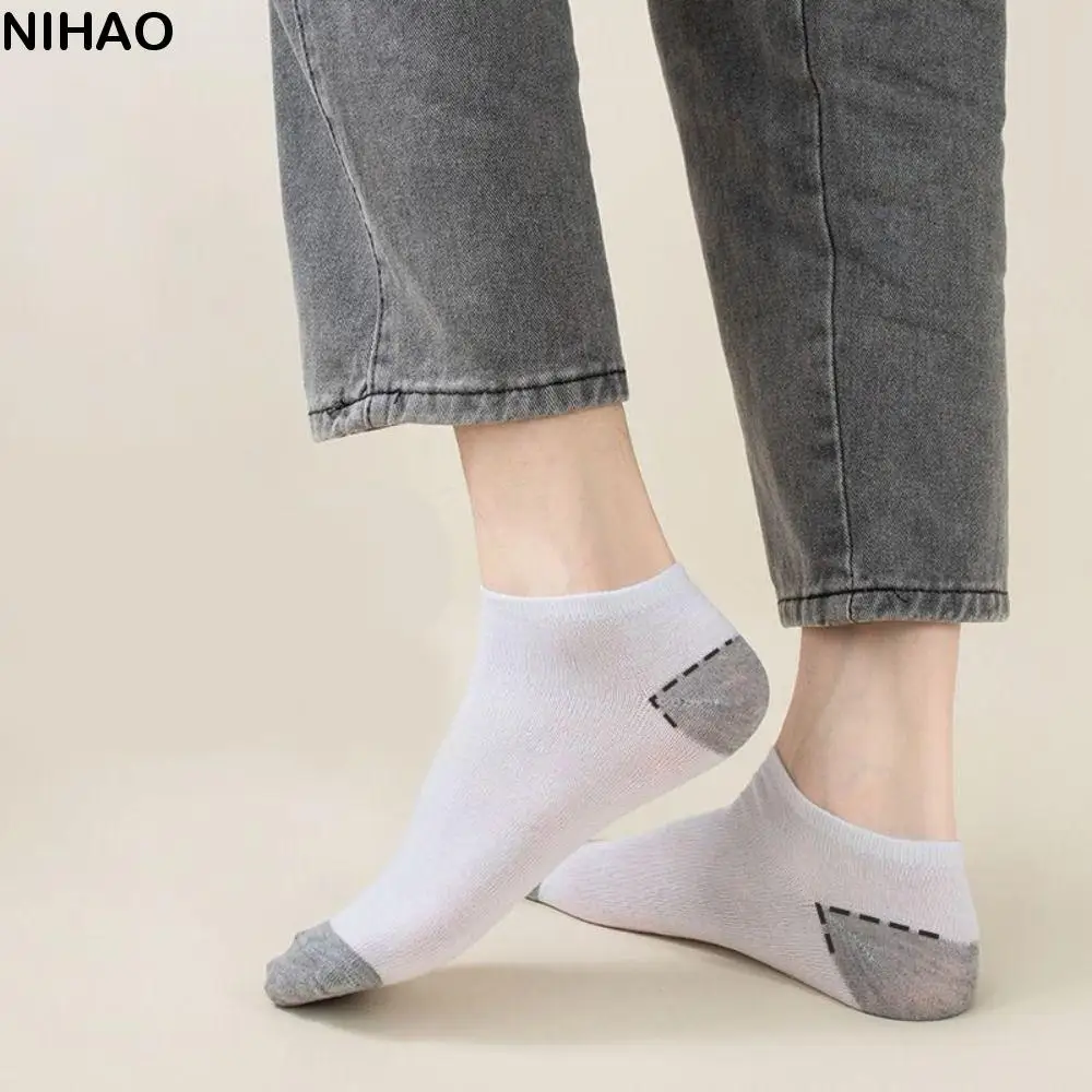 

10Pairs Soft Patchwork Women Ankle Tube Socks Non-slip Breathable Summer Boat Socks Short Sweat-Absorbing Invisible Socks Sports
