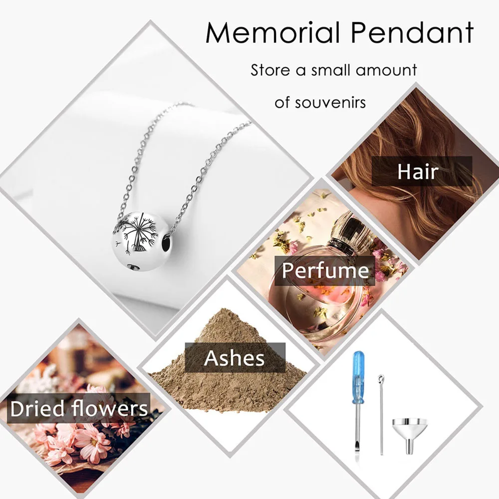 Urn Necklace for Women Ashes Dandelion Cremation Necklace for Human & Pet Ashes - Memorial Jewelry Hold Loved Ones\'s Ashes