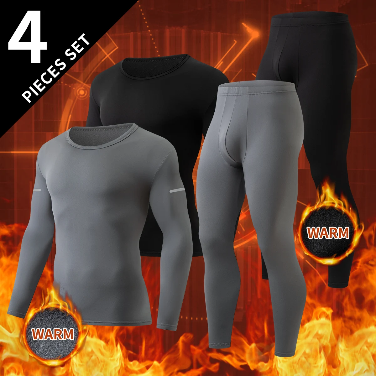 2/4-piece Men's Autumn And Winter Classic Thermal Underwear Set Comfortable Round Neck Long Sleeved Home Clothes Sleepwear Set