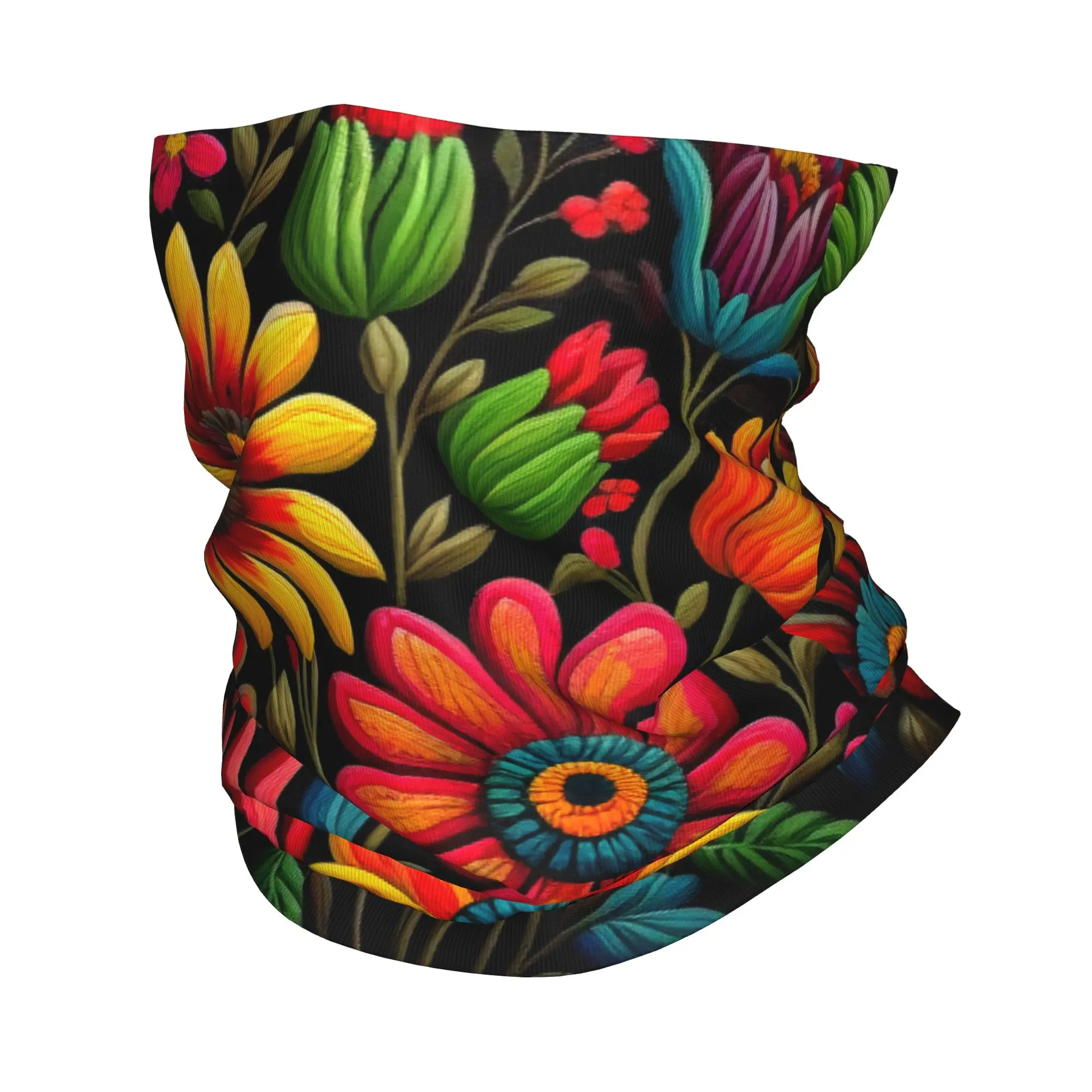 Colourful Floral Mexican Flowers Bandana Neck Gaiter UV Protection Face Scarf Cover Women Men  Headband Tube Balaclava