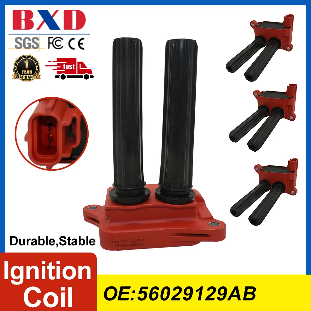 

1/4PCS OEM 56029129AB Ignition Coil Red Fits For Chrysler Dodge Jeep Grand Cherokee Commander 5.7 6.1 6.2 6.4 V8 Auto Parts