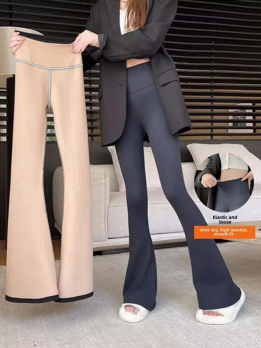 

Брюки для йоги Thiened Fce из овчины, женские утягивающие брюки с высокой талией, длинные брюки-клеш длиной до пола, осенне-зимняя верхняя одежда