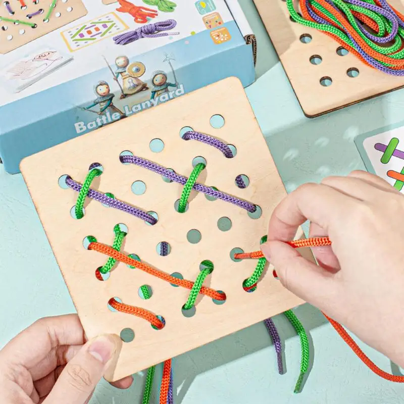 Jouets Montessori pour tout-petits, jeu de filetage de broderie, matériel de bricolage, planche à enfiler, entraînement de la motricité fine, jouet pour filles