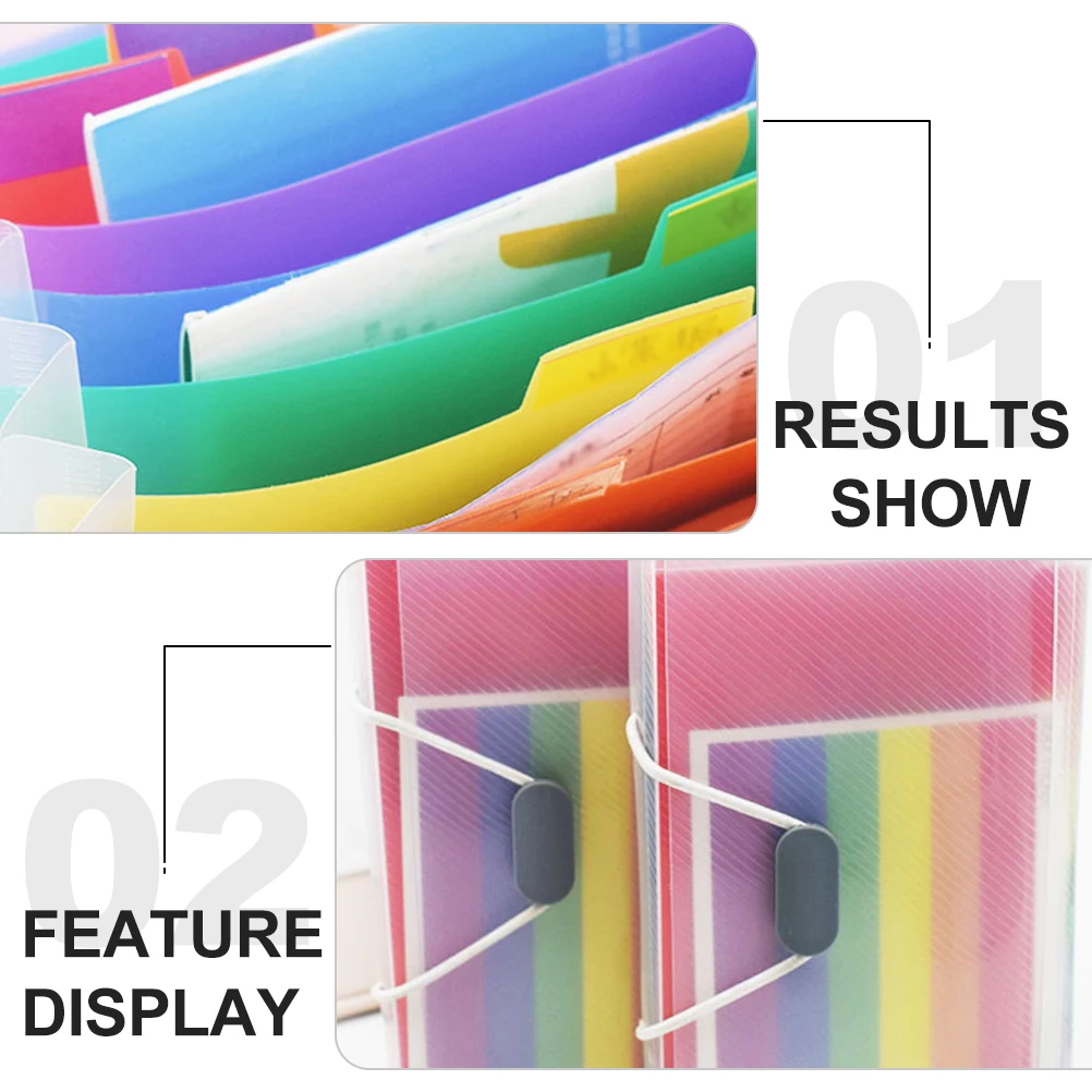 

2Pcs Plastic Accordion File Folder Portable Document Organizer Large Capacity File Storage for Office School Use